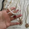 Подвесные ожерелья Kpop Vintage Love Heart Colect Choker Ожерелье для женщин Циркона Жемчужной Цепочки Эстетической украшения Рождественский подарок Горячая распродажа J230809