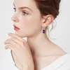 Dangle Earrings Women Sterling Silver Amethyst White Gold Gemstones Square Fine Jewellery Engrave Kolczyki Recommend