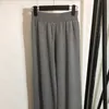 Stickad halsduk tröja pants kvinnor bokstäver tryck pullover topp varm halsduk bred benbaggar