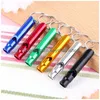 Keychains Lanyards Metal Whistle Portable Self Defense Keyrings Rings Holder Fashion Car Key Chains Accessories Outdoor Cam Survival Dhlou