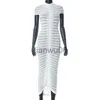 Grundlegende Freizeitkleider Strickpullover Durchsichtiges schlankes langes Kleid Elegant 2023 Herbst Weiß Rundhalsausschnitt Kurzarm Vestidos Party Formelle Outfits J2308009