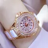 ダイヤモンドウォッチ女性有名なゴールドファッションセラミック時計家Quartz Watch Ladys Steel Semellemay Clock relojes para mujer wristw186h