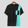 Herr t-skjortor incerun topps 2023 stilig färgblock design t-shirts fritid streetwear all-match manlig kortärmad camiseta s-5xl