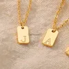 Pendant Necklaces Tiny Square Initial Letter Necklaces For Women Gold Plated Stainless Steel Engraved Letter Necklace Aesthetic Birthday Jewelry J230809