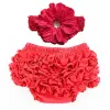 12 Farben Baby Satin Rüschen Bloomers Hose Windelüberzug mit Stirnband Säugling Spitze PP Hosen Kleinkind Kinder Rüschen Baumwolle Unterwäsche BloomersZZ