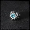 Cluster Rings Halloween Evil Eye Mens Individuation Creative Blue Red Eyeball For Women Fashion Punk Jewelry Accessories Gift Drop Del Dhdak