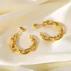 Stud Earrings 18K Gold Stainless Steel Wrap C Shape Hoop For Women Vintage Metal Geometric Circle Wedding Jewelry