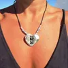 Pendant Necklaces Vintage Ethnic Heart Metal Necklace For Women Tribe Leather Jewelry Silver Color Choker Party Accessories