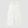 Mäns jeansdesigner 2023 Tidig Autumn New B Home Ins Network Red Line White Speckled Loose Fit Denim Pants 04WA
