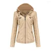 الجلود النسائية S-4XL Womens Faux Pu Jacket Spring Autumn Female Coated Shipper اثنين