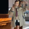 여자 트렌치 코트 2023 카키 윈드 브레이커 재킷 이른 가을 중간 길이 무자비한 패치 코트 여성 캐주얼 한국 외부웨어 탑