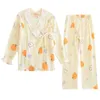 Vêtements de nuit pour femmes dentelle Kimono ensemble de pyjamas d'allaitement doux crêpe fermeture éclair bouche d'allaitement automne mince vêtements de confinement femmes Pijama Lounge