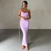 Urban Sexy Dresses Summer Backless Maxi Dress Women Sexig Spaghetti Strap Bodycon Dress Elegant Fashion Ruched Long Evening Party Dresses Pink 230809