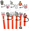 Rietjes 9 stks/set St Toppers Er Molds Bad Bunny Stranger Things Charms Herbruikbare Splash Proof Dust Plug Decoratieve 8Mm Cup Drop Deliv