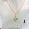 Choker Fashion Trendy Jewelry Alloy Chain Bohemian Natural Pink Coral Sea Snail Shell Dangle Halsband Design för Women Charm Party Gift