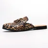 Dress Shoes Summer Men Leather Casual Shoes Leopard Print Men's Mules Slippers Breathable Males Sandals Slip-on Half Loafers Zapatos Hombre J230808