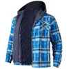 Men's Jackets Mens Autumn Winter Jacket Harajuku Plaid Hooded Zipper Long Sleeve Basic Casual Shirt European American Size S 5XL 230808