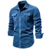 Men's Dress Shirts 2023 Spring Autumn Cotton Quality Shirt StreetwearCasual Fashion Solid Color Corduroy Men Slim For