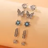 Boucles d'oreilles VIVILADY 4 paires / ensemble Zircon alliage géométrie plume papillon bijoux pour femmes mode fête voyage cadeau en gros