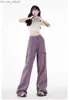 Pantalon Femme Capris Harajuku Taille Haute Vintage Violet Loose Fit Jeans Printemps Eté Femme Y2K Jambe Large Sac Street Denim Pantalon Z230809