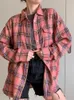 Blusas de mujer Camisas Mnealways18 Camisas y blusas a cuadros rosas Ropa de calle para mujer Gingham Casual Manga larga Top Camisa extragrande de un solo pecho para mujer 230808