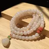 Strand Hetian Jade Wild Ox Valley Lotus Root Starch 108 Pieces Bead Necklace Pebble White Armband