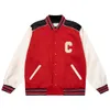 Mens Jackets Streetwear Men Baseball Jacket Spring Letter C Embroidery Patchwork Pu Leather Sleeves Casual Cashmere Unisex Clothing 230809