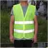 Sécurité au travail Fourniture Visibilité Travail Construction Gilet Avertissement Trafic Réfléchissant Vert 2 Couleurs Drop Delivery Office School Bus Dhcay