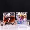 Japanese Edo Designer Crumple Paper Oregelbundet Crystal Facettered Der Whiskybecher Whisky Whisky Rock Glass Artwork Wine Cup HKD230809
