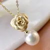 Pendentifs MeiBaPJ 9-10mm naturel riz perle mode fleur pendentif collier 925 argent fin bijoux de mariage pour les femmes
