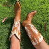 Сапоги ippeum Western Cowboy Boots для женщин Firebird вышивая кожа кожа высокие ботинки Western Brown Cowgirl Shoes 230809