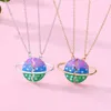 2st/set Saturn Necklace Pendant Chain Halsband Friendship Children's Jewelry Gift for Girls