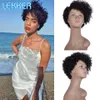 Syntetiska peruker Lekker Short Curly Human Hair Wigs For Black Women Pixie Bob Afro Kinky Brazilian Remy Natural Part Side With Bangs Wigs 230808