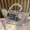 Moda metal bling lüks omuz inciler tote kadın çanta tatil tatil balo crossbody el çantaları