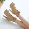 Boots Fashion Classic Femane Platform Shoes Women Thin Heels WomenANKLE Boots Lace-up Round Toe High Heel Boots for Women 230809