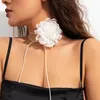 Choker sexig justerbar rephalsband för kvinnor elegant vintage vit rosblomma hänge nackkedja trendiga middagar fest smycken