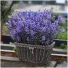 Decorative Flowers Wreaths 42Cm Lavender Silk Artificial Bouquet 5 Big Head Fake Flower For Decoration Material Manual Diy Vases Hom Dhla4