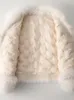 Women's Fur Women Autumn Winter Faux Coats White Collar Notched Lapel Long Sleeve Short Coat Covered Botton Zipper Pocket Design