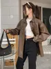 Womens Jackets Tawaaiw Streetwear Brwon Coffee Pu Leather Women Clothes Single Breasted Spring Ladies Outerwear Coats Korean Style 230808