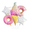 Other Event Party Supplies 7 Piece Set Donut Ice Cream Five-Pointed Star Aluminum Mold Candy Confetti Balloon Baby Shower Girl Birthday Party Decoration 230809
