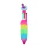 Gift Ballpoint Pens Multicolor Rainbow Plush Horse Pen Retractable Gel Ink Pen Ballpoint Shuttle Colored Pens Cartoon Animal Designs