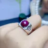 Cluster Rings Meibapj 10 12mm Natural Ruby Gemstone Fashion Ring для мужчин Реал 925 Серебряное серебро.