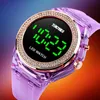 Skmei Women Watch Fashion Led 디지털 레이디 시계 투명한 PU 스트랩 방수 3ATM Girls Wristwatches 1597