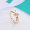 Brand Charm Star Style Noth Ring avec rose Gold plaqué LUMBRE LUMBRE ET NICHE BOW SIMPLE DÉCoration élégante