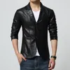 Men's Jackets Mens PU Faux Leather Blazer Jacket Spring and Autumn Fashion Suit Slim Fit Motorcycle Men Outwear 230809