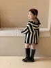 Pullover Hooded Sweater Girls Coat Lovely 2023 Spring Autumn Korean Version Striped Casual Allmatch Kids Tops for 230809