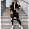 Femmes Tricots Tees Taille SXXL Printemps Rayé Patchwork Long Tricoté Cardigan Femmes Automne Lâche Survêtement Maxi Y2k Manteau Doux Veste pull 230808