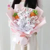 Flores decorativas buquê de rabanete de lã tricotado à mão criativo presente de aniversário bonito para meninas para dar flores de casamento para crianças