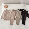 Clothing Sets 2023 Spring Autumn Children Homewear Pajamas Set Girl Baby Long Sleeve Lace Top Pants 2pcs Pyjamas Suit Kid Boy Cotton