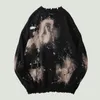 Suéteres Masculinos Alfinetes Tie Dye Rasgados Desgastados Destruídos Tricô Hip Hop Streetwear Pulôver Suéter Oversized Preto Tops 230809